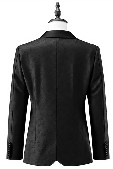 Blazer de bal en jacquard noir à un bouton à revers châle pour homme